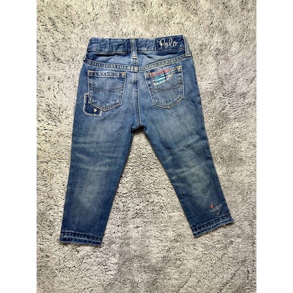 Polo Ralph Lauren Astor Slim Boyfriend Jeans Girls 3T Patchwork Distressed Denim - Picture 9 of 15